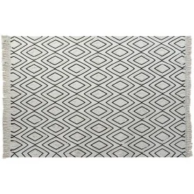 Alfombra DKD Home Decor 160 x 250 x 0,7 cm Negro Poliéster Algodón Blanco Rombos Boho de DKD Home Decor, Alfombras infantiles...