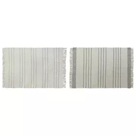 Tapete DKD Home Decor 120 x 180 x 0,75 cm Cinzento Poliéster Branco Franjas Boho (2 Unidades) de DKD Home Decor, Tapetes infa...