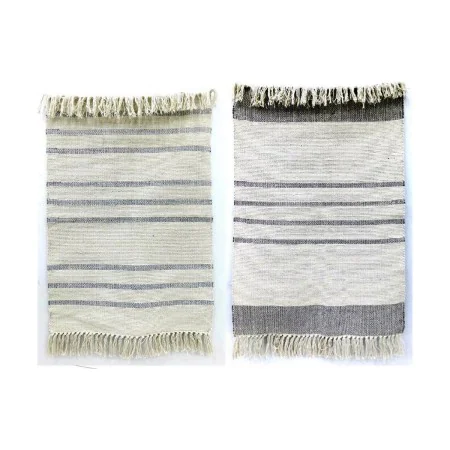 Tapis DKD Home Decor 160 x 230 x 0,75 cm Gris Polyester Blanc Frange Boho (2 Unités) de DKD Home Decor, Tapis - Réf : S303818...