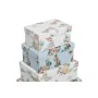 Conjunto de Caixas de Organização Empilháveis DKD Home Decor Azul Branco Bloemen Cartão (43,5 x 33,5 x 15,5 cm) de DKD Home D...