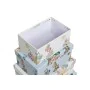 Jeu de Caisses de Rangement Empilables DKD Home Decor Bleu Blanc Fleurs Carton (43,5 x 33,5 x 15,5 cm) de DKD Home Decor, Boî...