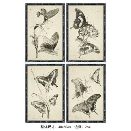 Painting DKD Home Decor 40 x 2,8 x 60 cm 40 x 60 x 2.8 cm Butterflies Cottage (4 Pieces) by DKD Home Decor, Prints on Canvas ...