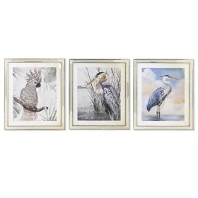 Cadre DKD Home Decor 40 x 1,6 x 60 cm Oiseaux méditerranéen (3 Pièces) de DKD Home Decor, Impressions sur toile - Réf : S3038...