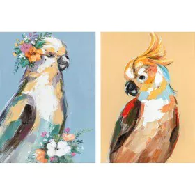 Canvas DKD Home Decor 50 x 2,7 x 70 cm Parrot Modern (2 Units) by DKD Home Decor, Prints on Canvas - Ref: S3038894, Price: 57...