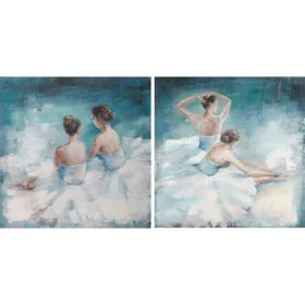 Pintura DKD Home Decor 100 x 3,5 x 100 cm Bailarina Ballet Romântico (2 Unidades) de DKD Home Decor, Impressões sobre tela - ...