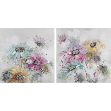 Painting DKD Home Decor 100 x 3,5 x 100 cm Flowers Shabby Chic (2 Units) by DKD Home Decor, Prints on Canvas - Ref: S3038943,...