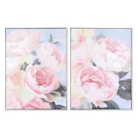 Painting DKD Home Decor 60 x 3,5 x 80 cm 60 x 3 x 80 cm Flowers Romantic (2 Units) by DKD Home Decor, Prints on Canvas - Ref:...