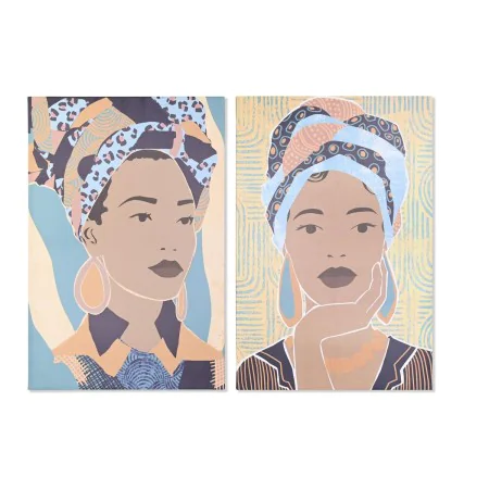 Painting DKD Home Decor 83 x 4,5 x 123 cm Colonial 80 x 3 x 120 cm African Woman (2 Units) by DKD Home Decor, Prints on Canva...