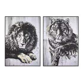 Pintura DKD Home Decor 103 x 4,5 x 143 cm Tigre Colonial (2 Unidades) de DKD Home Decor, Impressões sobre tela - Ref: S303902...