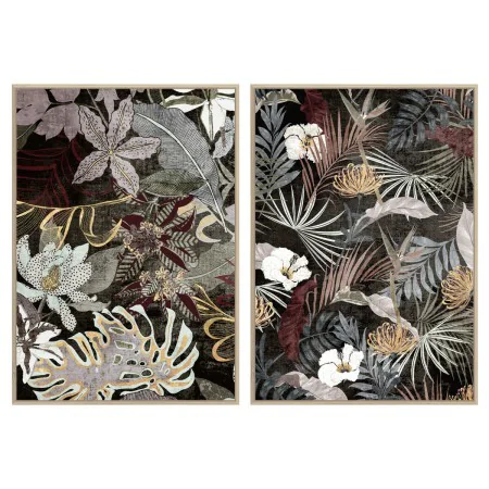 Pintura DKD Home Decor Tropical Folha de planta 83 x 4,5 x 122,5 cm 83 x 4,5 x 123 cm (2 Unidades) de DKD Home Decor, Impress...