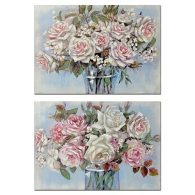 Cadre DKD Home Decor Vase 100 x 3 x 70 cm Shabby Chic (2 Unités) de DKD Home Decor, Impressions sur toile - Réf : S3039081, P...