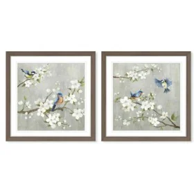 Canvas DKD Home Decor 63 x 3 x 63 cm 60 x 3 x 60 cm Birds Shabby Chic (2 Units) by DKD Home Decor, Prints on Canvas - Ref: S3...