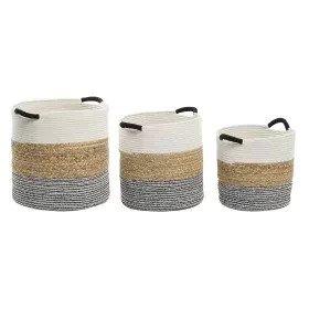 Juego de Cestas DKD Home Decor Beige Negro Fibra natural 40 x 40 x 40 cm de DKD Home Decor, Cajas - Ref: S3039163, Precio: 89...