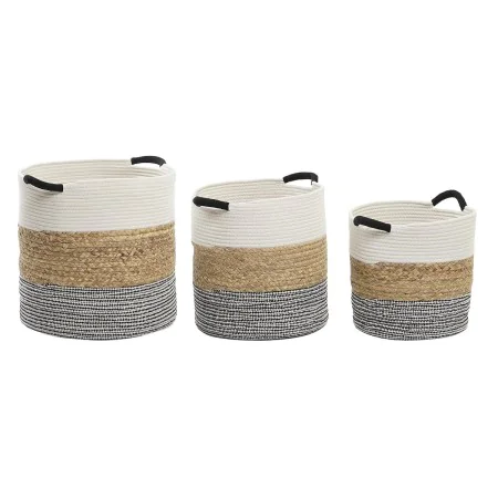 Basket set DKD Home Decor Beige Black Natural Fibre 40 x 40 x 40 cm by DKD Home Decor, Boxes - Ref: S3039163, Price: 79,80 €,...