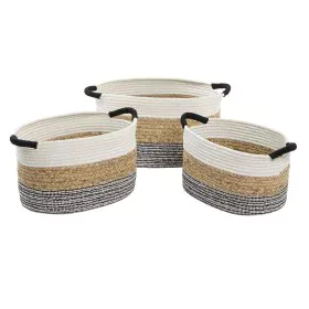 Conjunto de Cestas DKD Home Decor Bege Algodão Fibra natural (42 x 32 x 24 cm) (3 Peças) de DKD Home Decor, Caixas - Ref: S30...