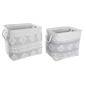 Basket set DKD Home Decor Grey Cotton (45 x 35 x 40 cm) (2 Pieces) by DKD Home Decor, Boxes - Ref: S3039168, Price: 64,36 €, ...