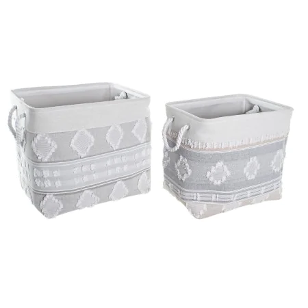 Set de basket DKD Home Decor Gris Coton (45 x 35 x 40 cm) (2 Pièces) de DKD Home Decor, Boîtes - Réf : S3039168, Prix : 64,36...