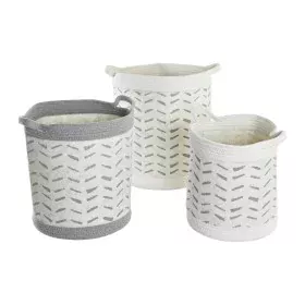 Juego de Cestas DKD Home Decor Gris Algodón (3 Piezas) (35 x 35 x 40 cm) de DKD Home Decor, Cajas - Ref: S3039169, Precio: 64...