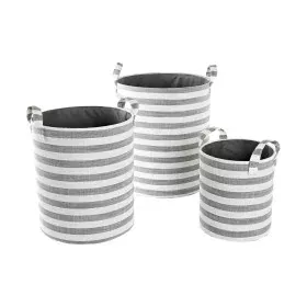 Set de basket DKD Home Decor Gris Rayures Coton (3 Pièces) (35 x 35 x 40 cm) de DKD Home Decor, Boîtes - Réf : S3039171, Prix...