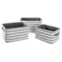 Conjunto de Cestas DKD Home Decor Cinzento Riscas Algodão (42 x 32 x 25 cm) (3 Peças) de DKD Home Decor, Caixas - Ref: S30391...