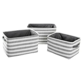 Conjunto de Cestas DKD Home Decor Cinzento Riscas Algodão (42 x 32 x 25 cm) (3 Peças) de DKD Home Decor, Caixas - Ref: S30391...