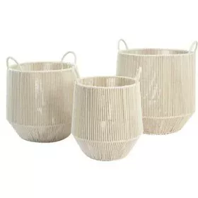 Juego de Cestas DKD Home Decor Beige Metal 38 x 38 x 45 cm 3 Piezas de DKD Home Decor, Cajas y arcones de almacenaje - Ref: S...