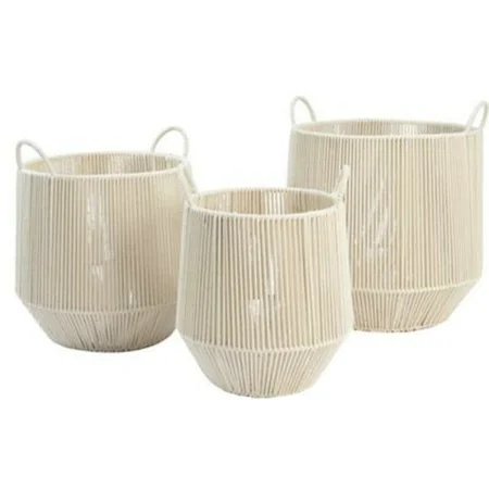 Basket set DKD Home Decor Beige Metal 38 x 38 x 45 cm 3 Pieces by DKD Home Decor, Storage boxes and chests - Ref: S3039174, P...