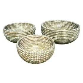 Set de basket DKD Home Decor Naturel Blanc Herbier marin (40 x 40 x 18 cm) (3 Pièces) de DKD Home Decor, Boîtes et coffres de...