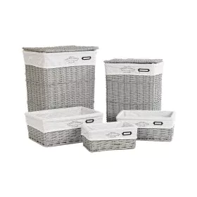 Juego de Cestos DKD Home Decor Gris Mimbre 44 x 34 x 56 cm (5 Piezas) de DKD Home Decor, Cajas - Ref: S3039218, Precio: 117,3...