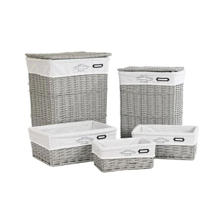 Lot de paniers DKD Home Decor Gris osier 44 x 34 x 56 cm (5 Pièces) de DKD Home Decor, Boîtes - Réf : S3039218, Prix : 117,33...