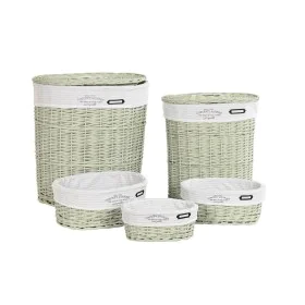 Set of Baskets DKD Home Decor Green wicker 51 x 37 x 56 cm (5 Pieces) by DKD Home Decor, Boxes - Ref: S3039222, Price: 117,33...