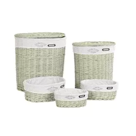 Juego de Cestos DKD Home Decor Verde Mimbre 51 x 37 x 56 cm (5 Piezas) de DKD Home Decor, Cajas - Ref: S3039222, Precio: 117,...