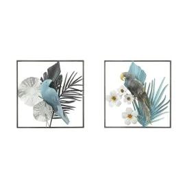 Wall Decoration DKD Home Decor 50 x 7,6 x 50 cm Black Grey Blue Parrot Tropical (2 Units) by DKD Home Decor, Ornaments - Ref:...