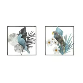 Décoration murale DKD Home Decor 50 x 7,6 x 50 cm Noir Gris Bleu Perroquet Tropical (2 Unités) de DKD Home Decor, Objets de d...