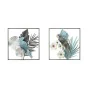 Decoração de Parede DKD Home Decor 50 x 7,6 x 50 cm Preto Cinzento Azul Papagaio Tropical (2 Unidades) de DKD Home Decor, Ado...