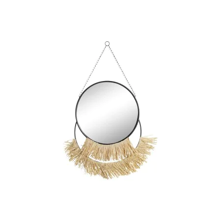 Wall mirror DKD Home Decor Natural Black Golden Metal Fibre Fringe (55 x 2,5 x 83 cm) by DKD Home Decor, Wall-Mounted Mirrors...