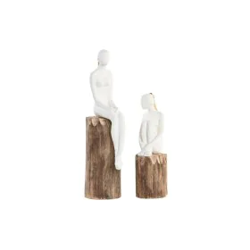 Figura Decorativa DKD Home Decor Mulher Castanho Branco (2 Unidades) de DKD Home Decor, Adornos - Ref: S3039497, Preço: 60,04...