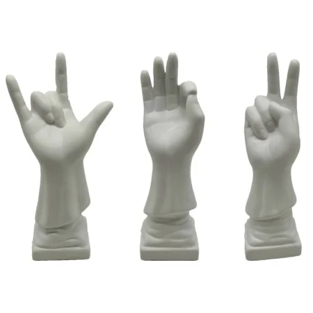 Decorative Figure DKD Home Decor White Hand 7 x 7 x 25 cm (3 Units) by DKD Home Decor, Ornaments - Ref: S3039510, Price: 23,0...