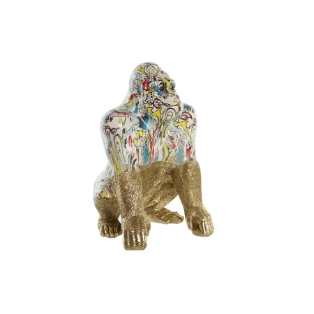 Figurine Décorative DKD Home Decor 28,5 x 26,5 x 41 cm Doré Multicouleur Gorille de DKD Home Decor, Objets de décoration - Ré...