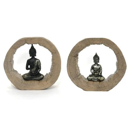 Figurine Décorative DKD Home Decor Noir Naturel Buda 20,5 x 6 x 18,5 cm (2 Unités) de DKD Home Decor, Objets de décoration - ...