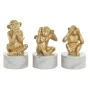 Figurine Décorative DKD Home Decor Blanc Doré Tropical Singes 10,5 x 10,5 x 18,5 cm (3 Pièces) de DKD Home Decor, Objets de d...