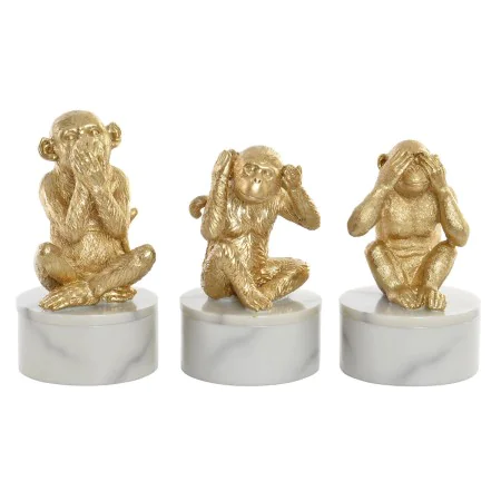 Figurine Décorative DKD Home Decor Blanc Doré Tropical Singes 10,5 x 10,5 x 18,5 cm (3 Pièces) de DKD Home Decor, Objets de d...