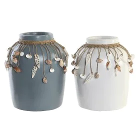 Vase DKD Home Decor Blue White Bamboo Shells 20 x 20 x 26 cm (2 Units) by DKD Home Decor, Vases - Ref: S3039967, Price: 66,37...