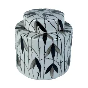 Tibor DKD Home Decor Porcelana Negro Blanco 17 x 17 x 16 cm Oriental Hoja de planta de DKD Home Decor, Jarrones - Ref: S30399...