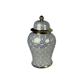 Potiche DKD Home Decor Porcelaine Doré Blanc Oriental (22 x 22 x 42 cm) de DKD Home Decor, Vases - Réf : S3039994, Prix : 78,...