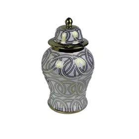 Vaso DKD Home Decor Porcelana Dourado Branco Oriental (17 x 17 x 31 cm) de DKD Home Decor, Jarrões - Ref: S3039995, Preço: 41...