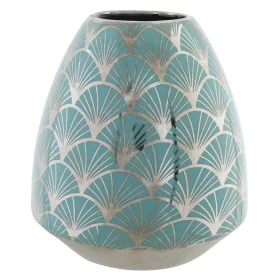 Vaso DKD Home Decor Porcelana Dourado Turquesa Branco Oriental Cromado 16 x 16 x 18 cm de DKD Home Decor, Jarrões - Ref: S304...