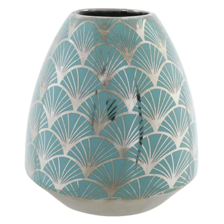 Jarrón DKD Home Decor Porcelana Dorado Turquesa Blanco Oriental Cromado 16 x 16 x 18 cm de DKD Home Decor, Jarrones - Ref: S3...