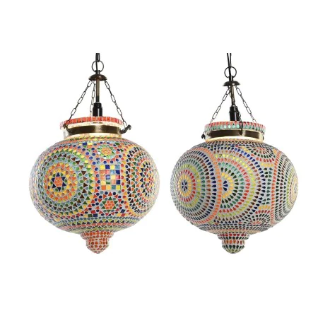 Suspension DKD Home Decor Verre Multicouleur 25 W 29 x 29 x 29 cm (2 Unités) de DKD Home Decor, Plafonniers - Réf : S3040055,...