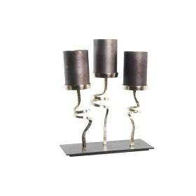 Castiçais DKD Home Decor Cristal Alumínio (37 x 16 x 47 cm) de DKD Home Decor, Candelabros e suportes para velas - Ref: S3040...